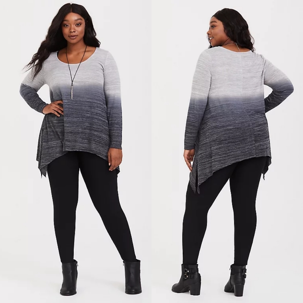 Torrid Gray Gradient Shark Bite Sweater - image 1